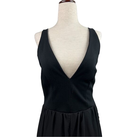Vintage 90s J for Justify Black Deep V Mini Dress with Sheet Maxi Skirt Layered - Picture 2 of 13